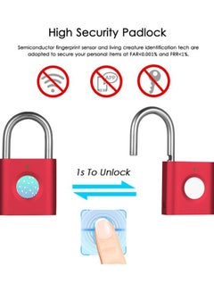 Generic Waterproof Smart Fingerprint Padlock Red 5.04x2.9x1.3cm  - Image 4