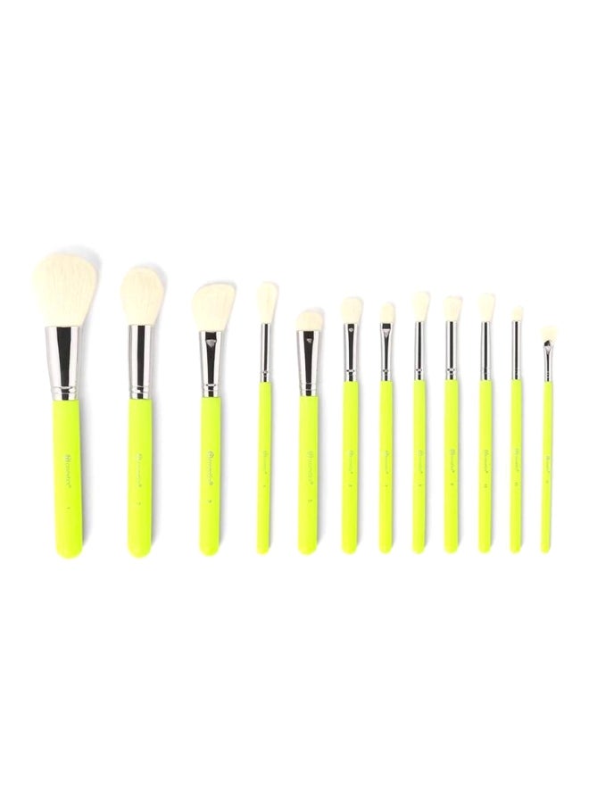 بي إتش كوزماتيكس طقم فرش مكياج مكون من 11 قطعة مع حامل أخضر/ فضي/ أبيض - Image 2