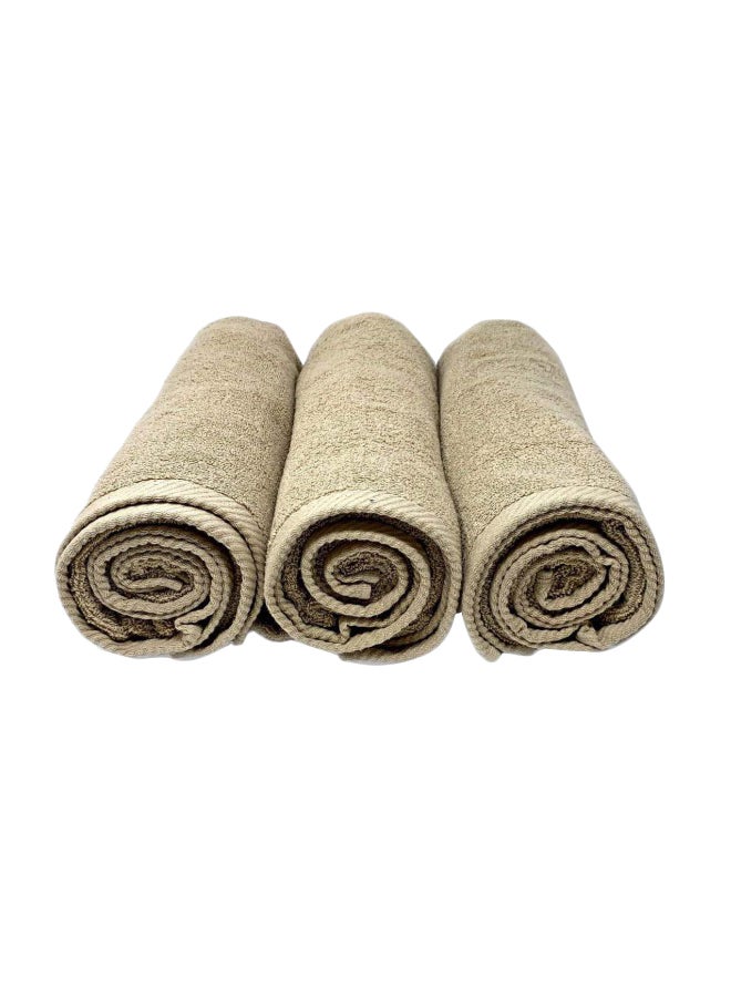Lushh 3-Piece Cotton Bath Towel Set Beige 70x140cm  - Image 1