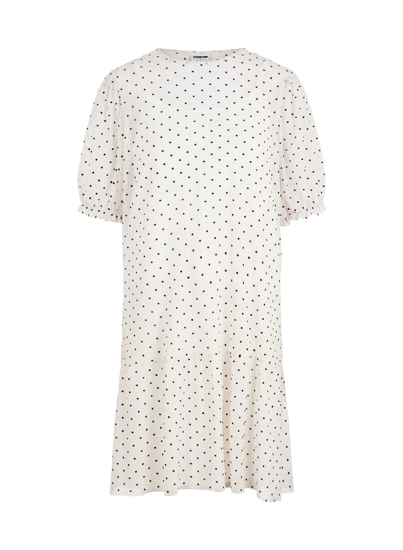 NOISY MAY June Polka Dot Frill Dress Bright White
