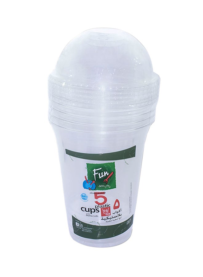 Fun 5-piece Disposable Plastic Cup With Lid Clear 