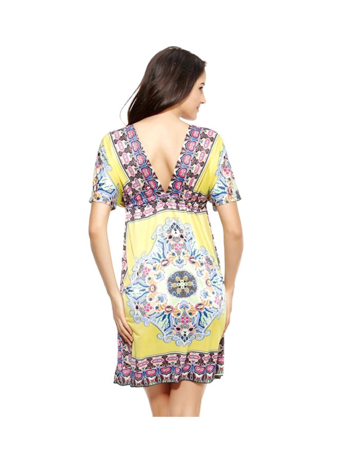 ANSELF V-Neck Paisley Print Bohemian Dress Multicolour  - Image 2