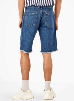 trendyol Destroyed Denim Shorts Indigo  - Image 2