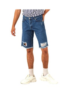 trendyol Destroyed Denim Shorts Indigo  - Image 1