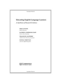Educating English Language Learners: A Synthesis Of Research Evidence hardcover english - 10 Jan 2011 