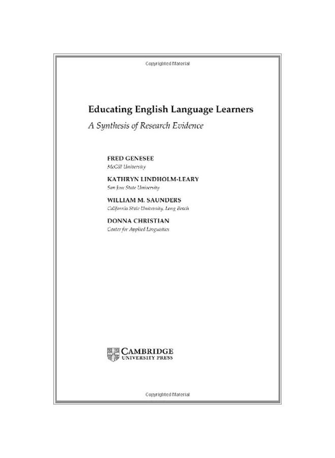 null - Educating English Language Learners: A Synthesis Of Research Evidence hardcover english - 10 Jan 2011 - Image 1