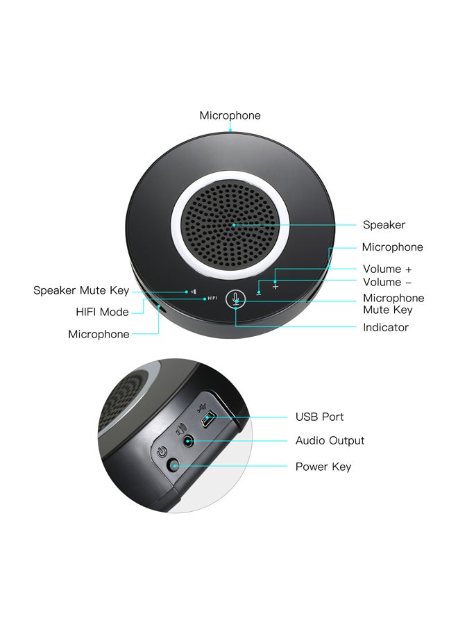 Aibecy - Wireless Omnidirectional Conference Microphone Black/White - Image 1