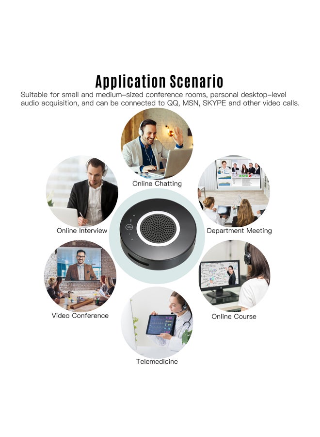 Aibecy - Wireless Omnidirectional Conference Microphone Black/White - Image 1
