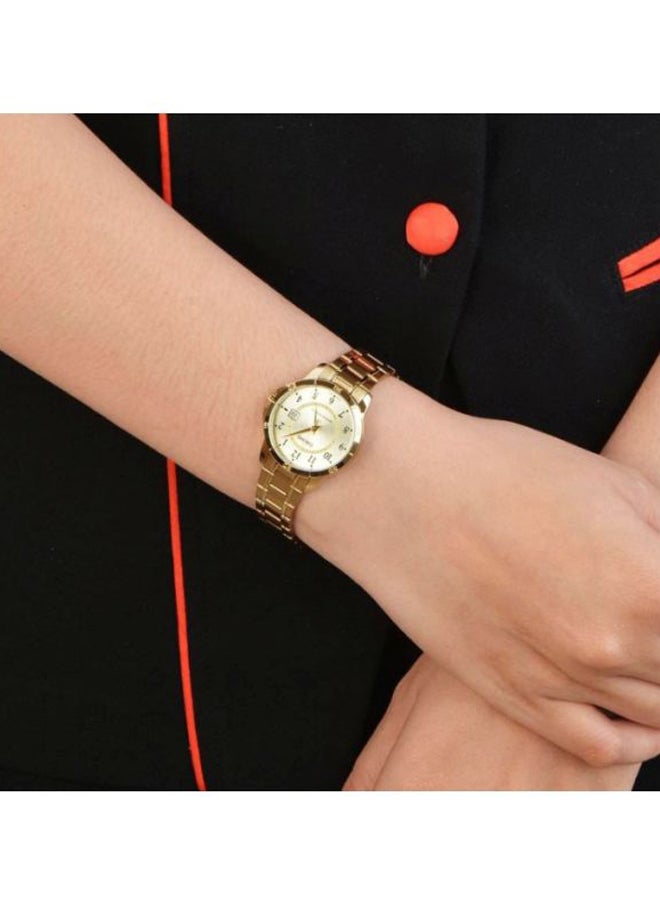 كاسيو ساعة يد بعقارب مقاومة للماء طراز LTP V004G 9B - 35 مم - لون ذهبي للنساء - Image 4