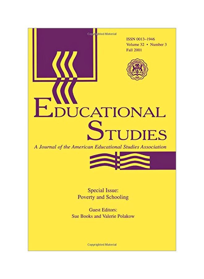 Poverty And Schooling: A Special Issue Of Educational Studies: Volume 32 Paperback English - 01 Oct 2001 