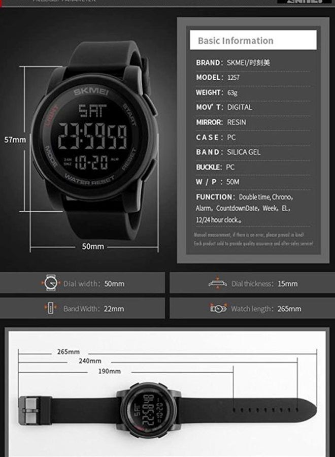 Men's Digital Watch 1257 - 50 mm - Black - v1594978990/N30544719A_6