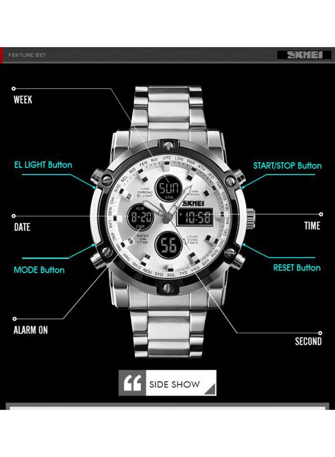 SKMEI Men's Waterproof Digital Wrist Watch - 1389 - 48 mm -Silver - Image 3