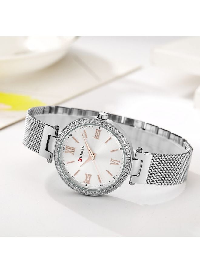 CURREN - women Water Resistant Analog Wrist Watch 9011 - 30 mm -Silver - Image 1