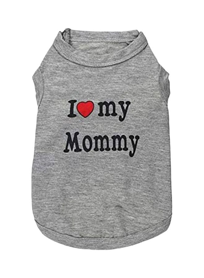 QiaoKai I Love My Mommy Print Pet Vest Grey Small  - Image 1