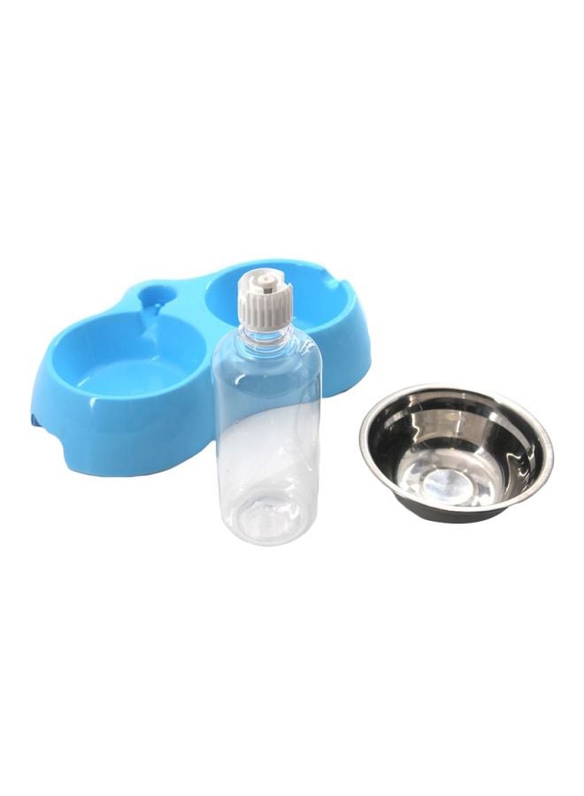 QiaoKai - Plastic Auto Feeding Double Water Bowl For Dog And Cat Blue/Silver/Clear - Image 1