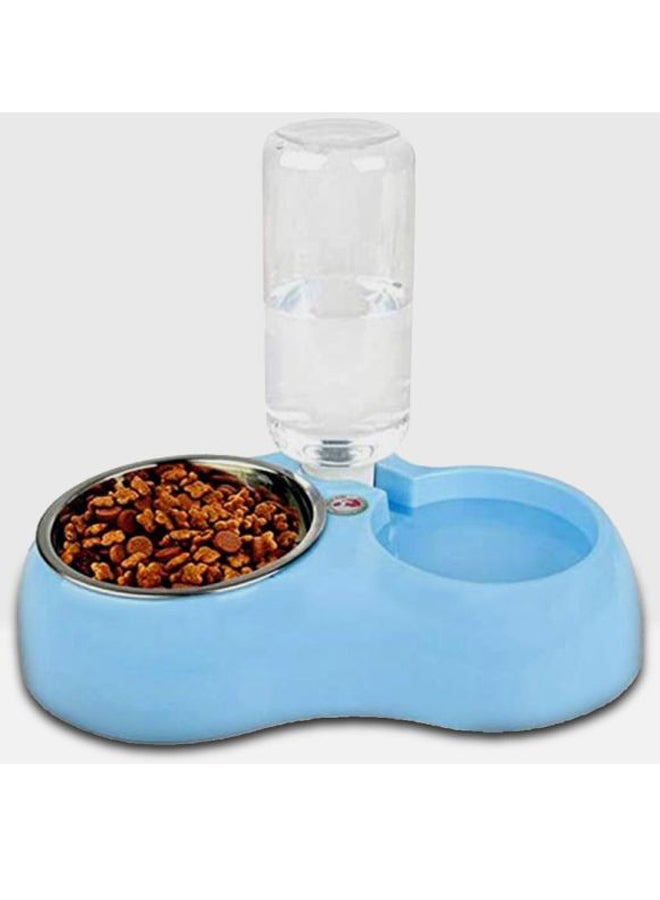 QiaoKai - Plastic Auto Feeding Double Water Bowl For Dog And Cat Blue/Silver/Clear - Image 1