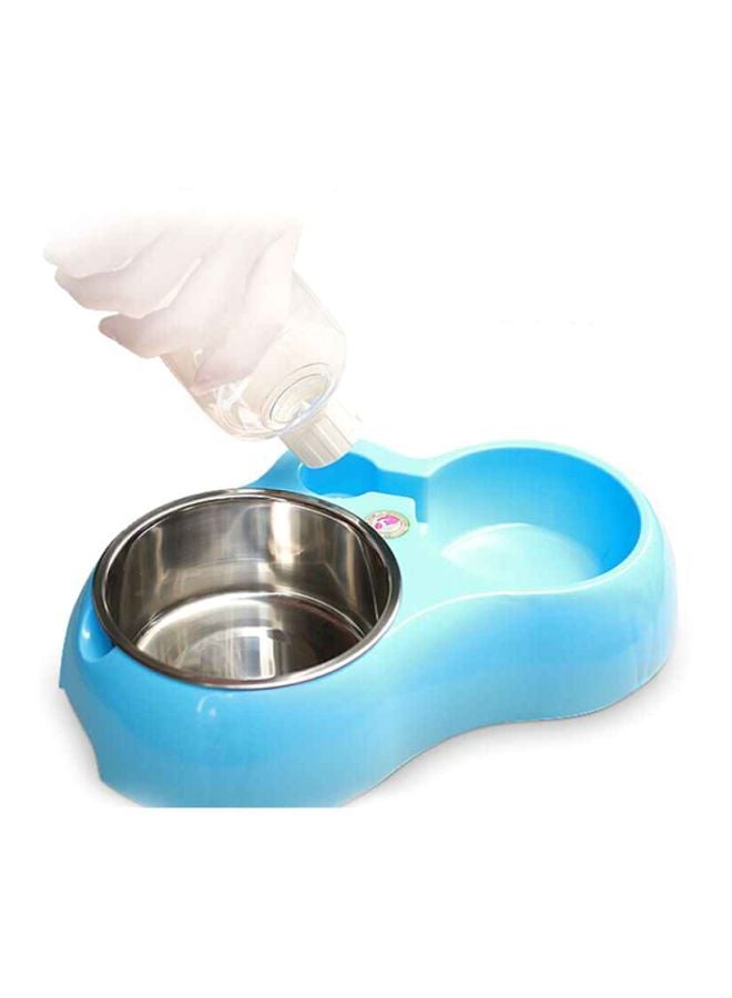 QiaoKai - Plastic Auto Feeding Double Water Bowl For Dog And Cat Blue/Silver/Clear - Image 1