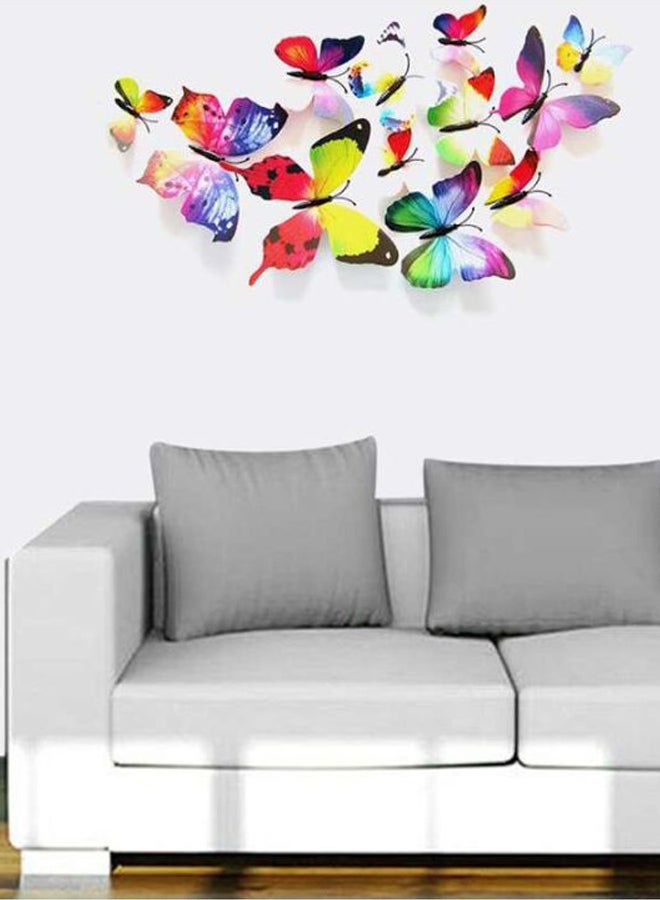 OUTAD 12-Piece 3D Magnet Butterfly Wall Sticker Set Multicolour 120x60mm - Image 2