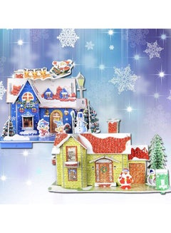 OUTAD Christmas Cartoon 3D House Puzzle Cabin Multicolour  - Image 4