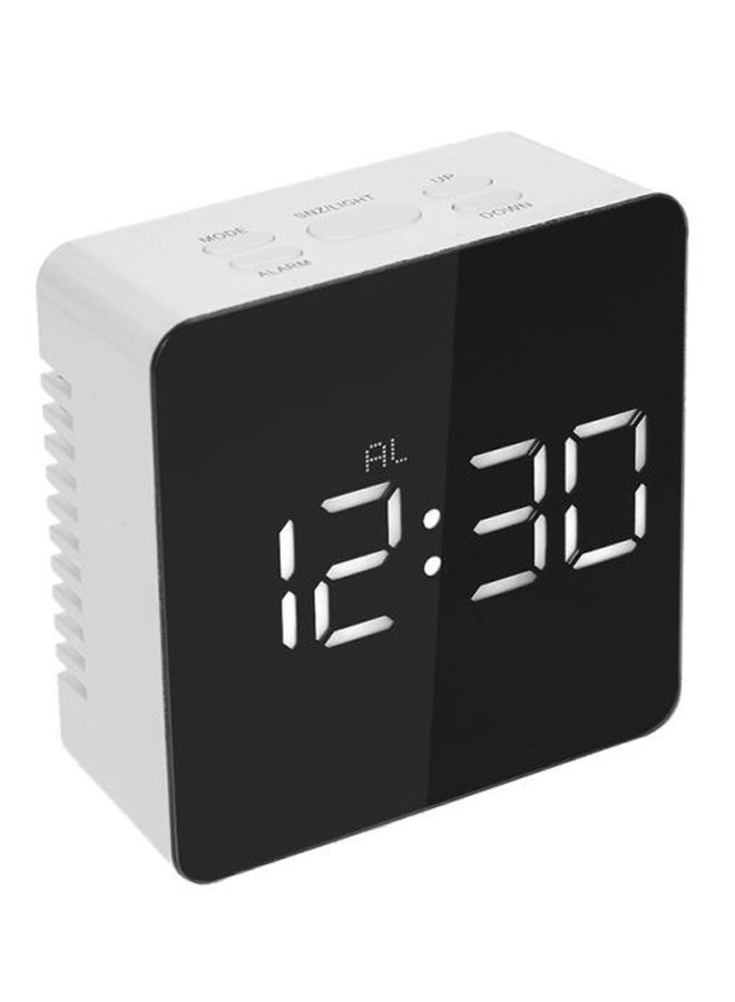ANSELF - LED Digital Desktop Mirror Alarm Clock Black/White - Image 1
