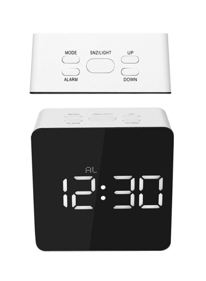 ANSELF - LED Digital Desktop Mirror Alarm Clock Black/White - Image 1