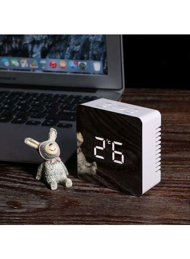 ANSELF - LED Digital Desktop Mirror Alarm Clock Black/White - Image 1
