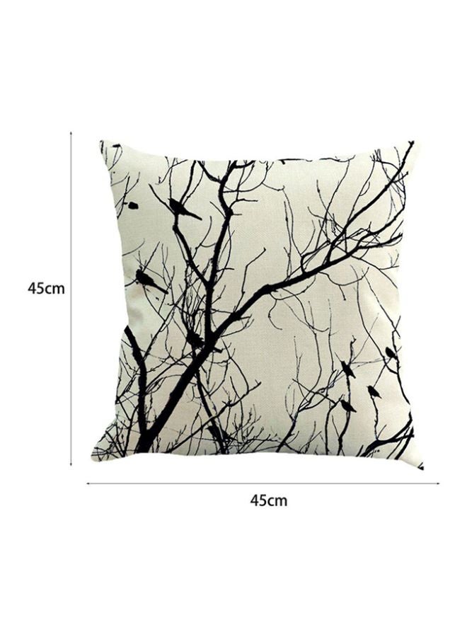 OUTAD Tree Bird Wood Pillow Cover Black/Beige - Image 2