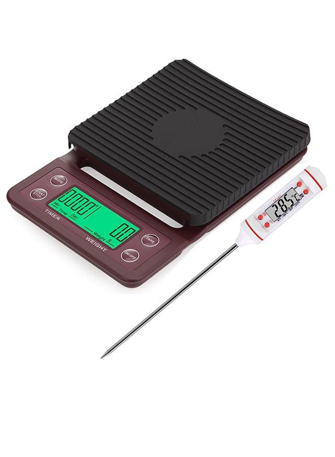 Coffee Digital Scale With Timer And Thermometer Brown/Black/White 18cm  - Image 1