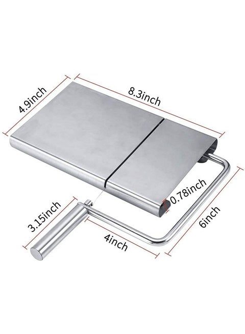 Cheese Cutter With Durable Wire Cutting Board Silver