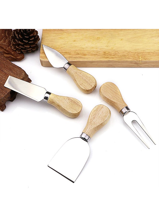 Generic - 4-Piece Cheese Tool Set With Wooden Handle Silver/Brown - Image 1