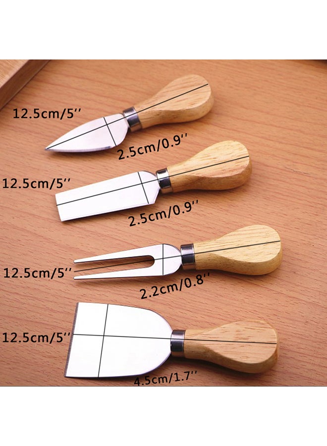 Generic - 4-Piece Cheese Tool Set With Wooden Handle Silver/Brown - Image 1