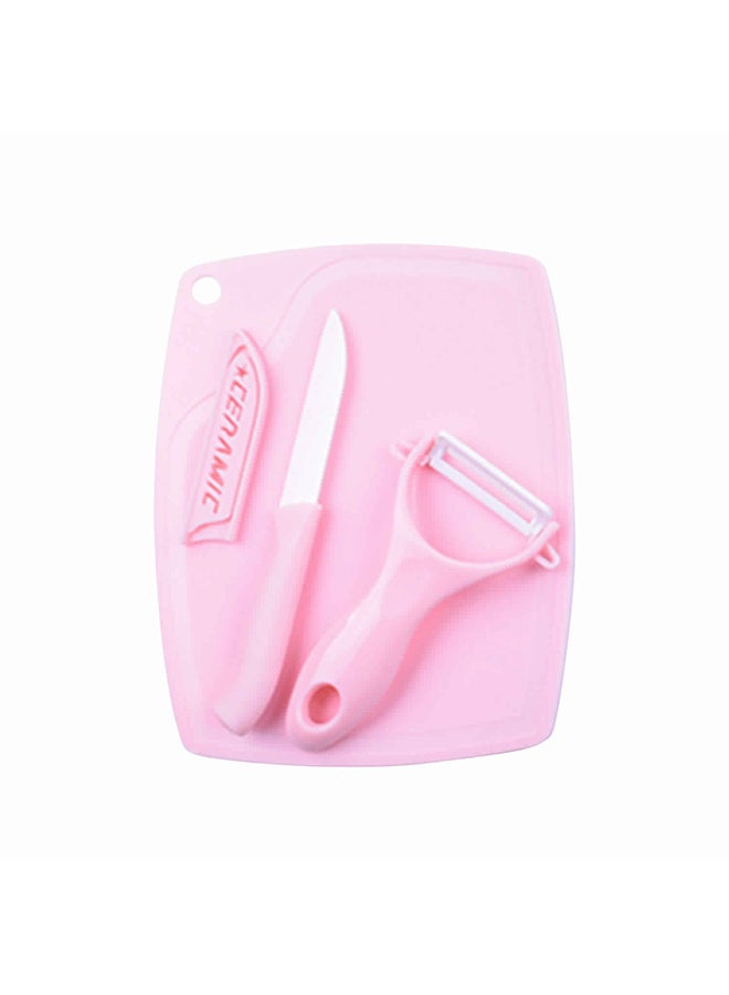 Generic Chopping Cutting Board With Knife And Peeler Pink