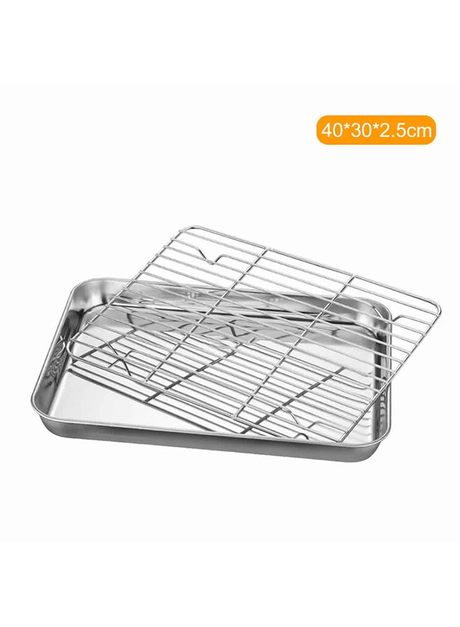 Generic - Flat Bottom Baking Tray Silver 40 x 30cm - Image 1