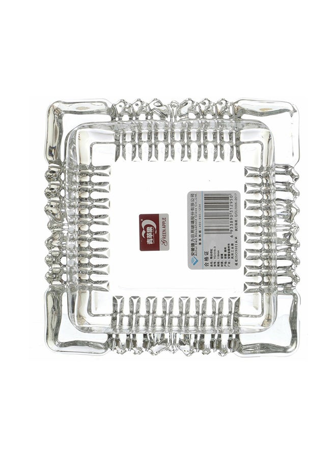 منفضة سجائر بتصميم مربع ونقشة مضلعة شفاف 32 x 25.4سم