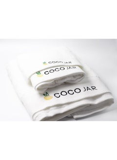 كوكو جار طقم مناشف مصنوعة من القطن المصري مكون من 3 قطع أبيض Hand Towel (32x32), Face Towel (45x80), Body Towel (70x140)سم 