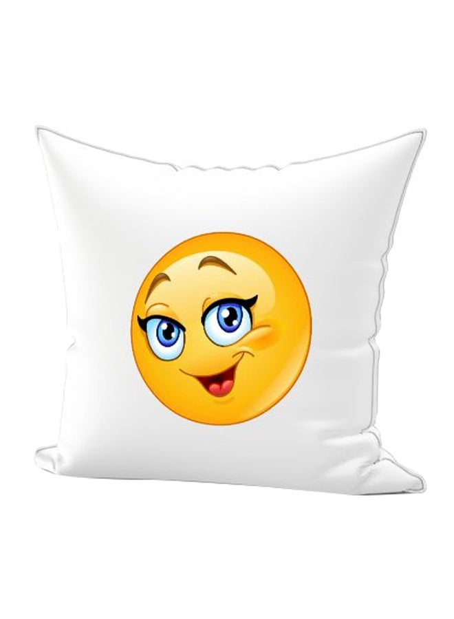 REGAL IN HOUSE Emoji Printed Decorative Pillow White/Yellow/Red 40 x 40cm 