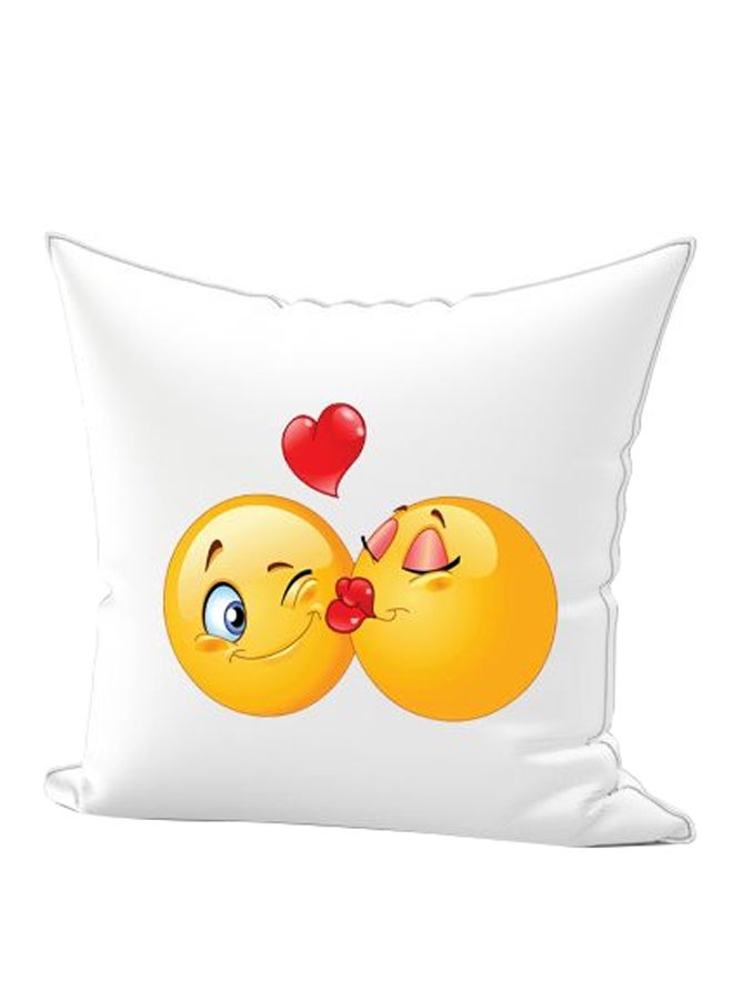 REGAL IN HOUSE Emoji Printed Decorative Pillow White/Yellow/Red 40 x 40cm 