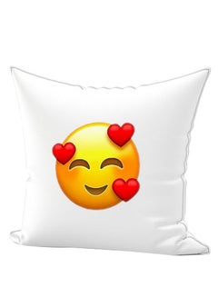 Emoji Printed Decorative Pillow White/Yellow/Red 40 x 40cm