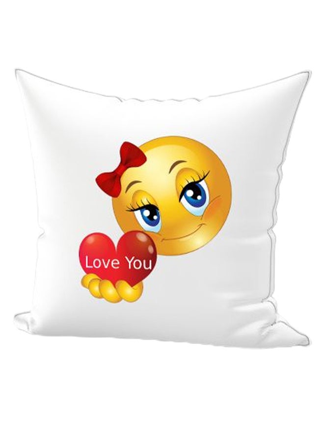 REGAL IN HOUSE Emoji Printed Decorative Pillow White/Yellow/Red 40 x 40cm 