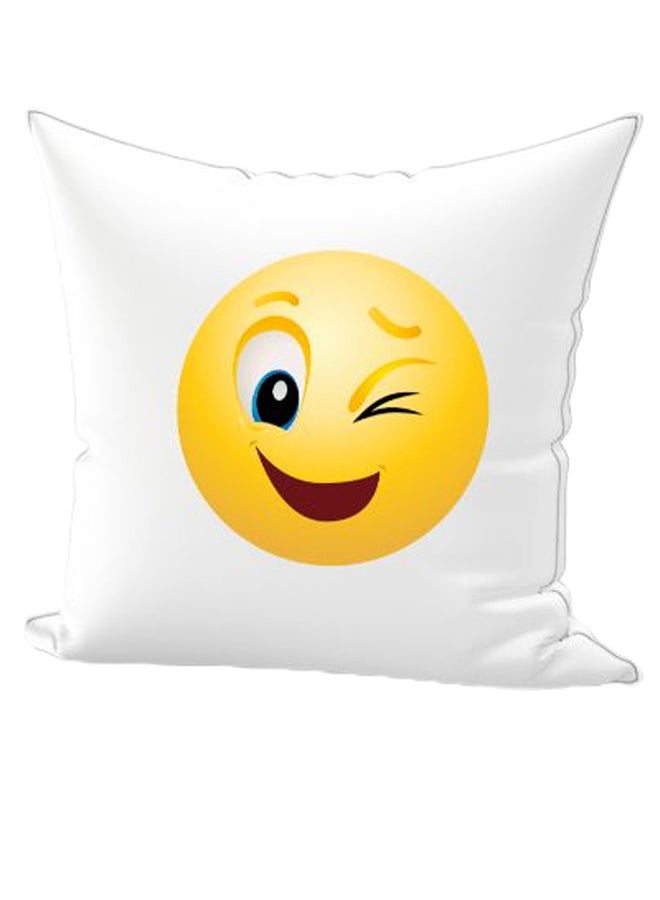 REGAL IN HOUSE Emoji Printed Decorative Pillow White/Red/Yellow 40 x 40cm 