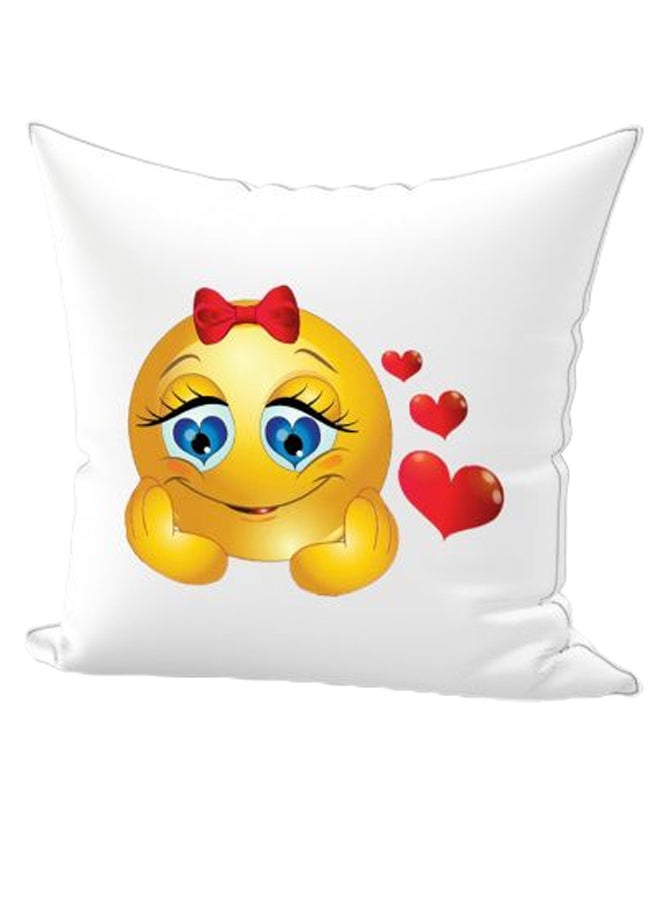 REGAL IN HOUSE Emoji Printed Decorative Pillow White/Red/Yellow 40 x 40cm 