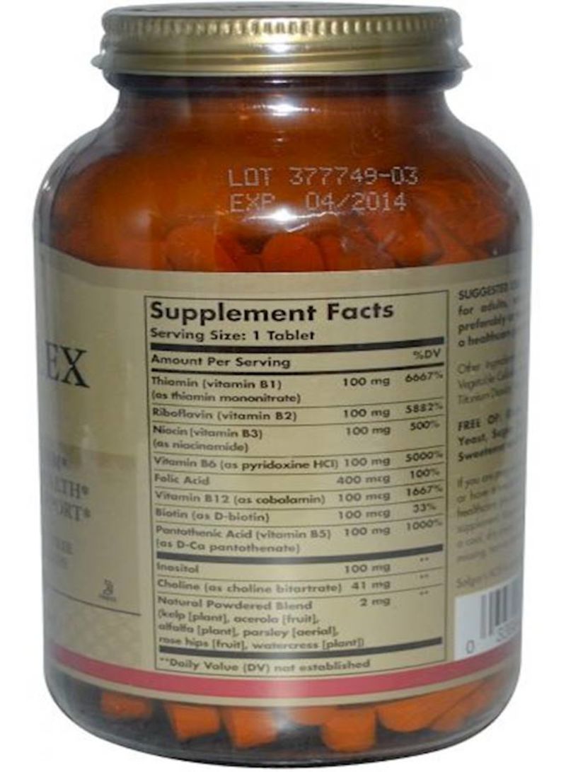 Solgar B-Complex "100", 100 Tablets - Image 2