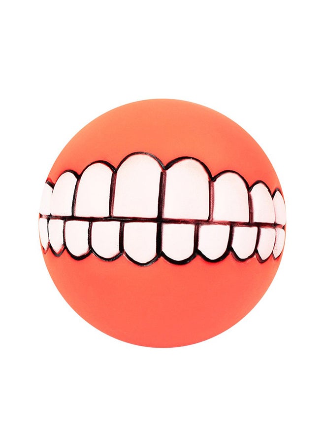 لعبة كرة بطبعة أسنان للحيوانات الأليفة برتقالي / أبيض 7.5سم