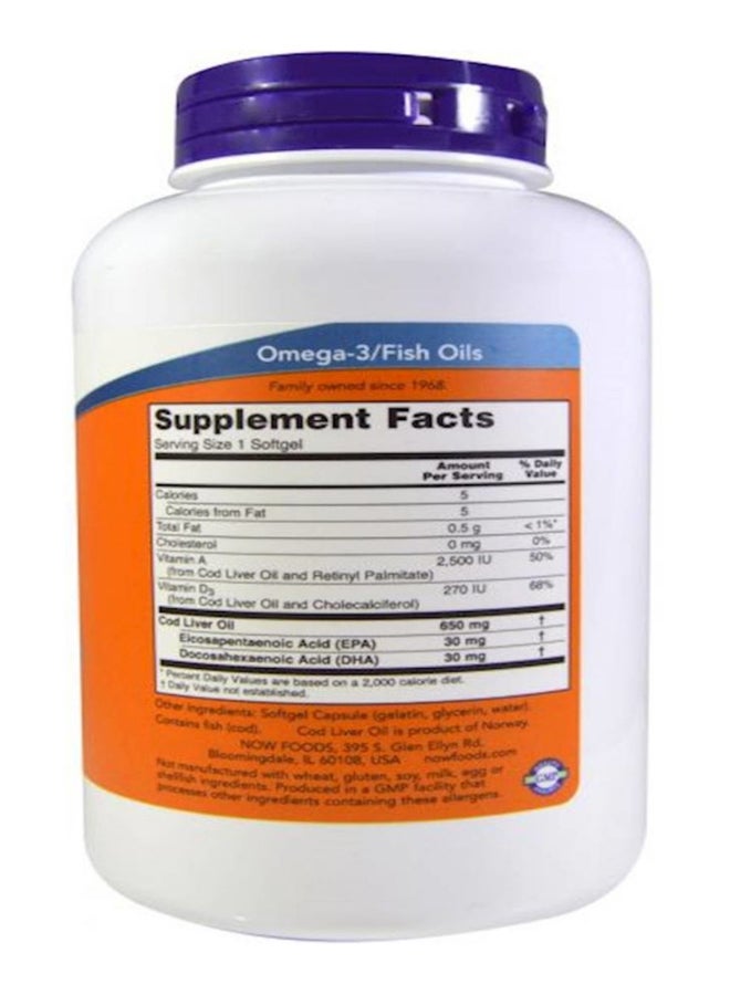 Now Foods Cod Liver Oil - 250 Soft Gels - Image 2