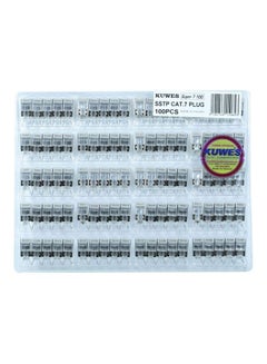Kuwes Pack Of 100 Super 7 10G RJ45 Cat7 Connectors Silver/Clear  - Image 1