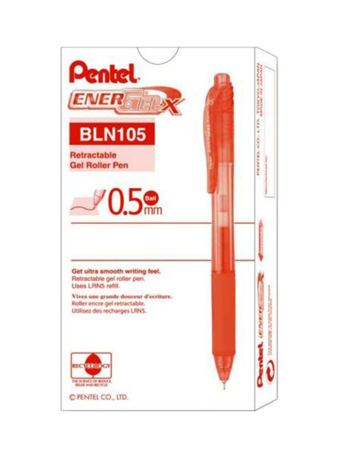 بنتل طقم أقلام حبر جل إنيرجيل-إكس قابل للسحب بسن كروي من 12 قطعة أحمر - Image 2