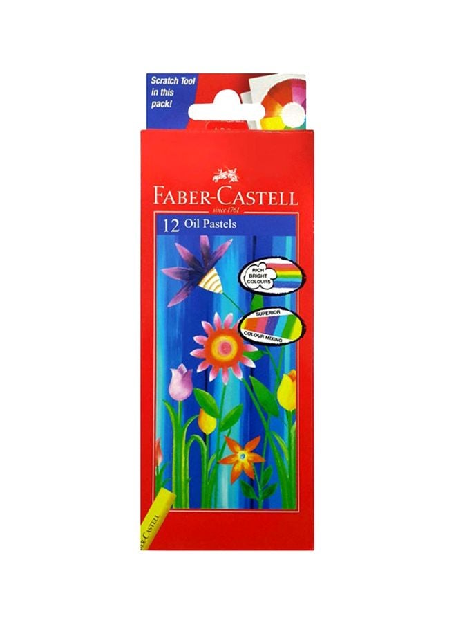 طقم ألوان باستيل زيتية مكون من 12 قطعة متعدد الألوان