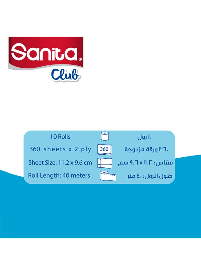 Sanita 2 Ply Toilet Tissue Plain Pack of 10 White  - Image 2