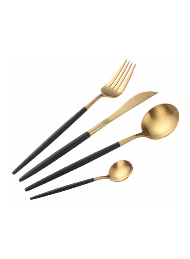يونيفرس طقم أدوات مائدة مكون من 4 قطع ذهبي/ أسود - Image 2