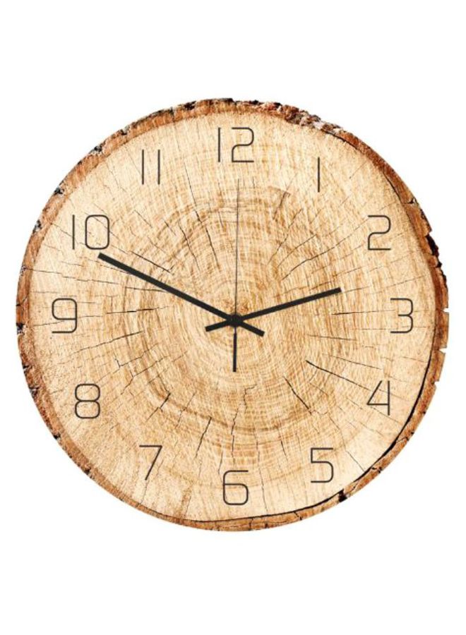 Wood Grain Pattern Round Shaped Wall Clock Beige/Brown/Black 32 x 32cm 